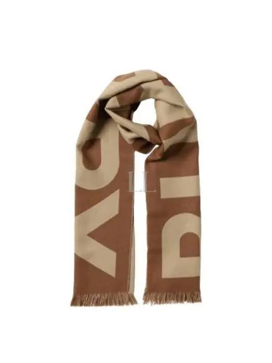 Logo Fringe Wool Scarf Birch Brown - BURBERRY - BALAAN 2