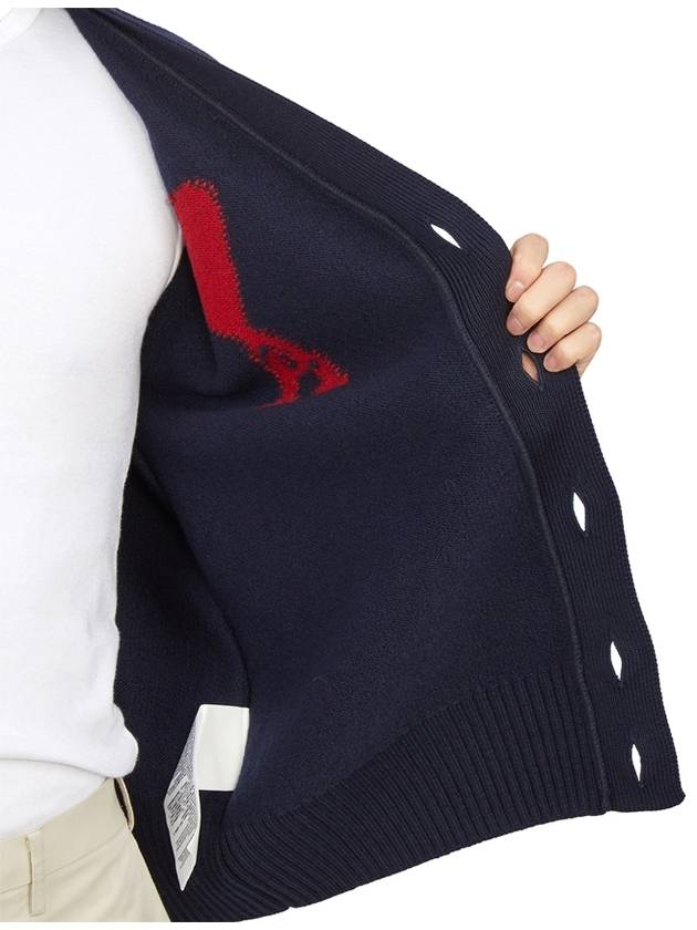 De Coeur Logo Wool Cardigan Navy - AMI - BALAAN 7