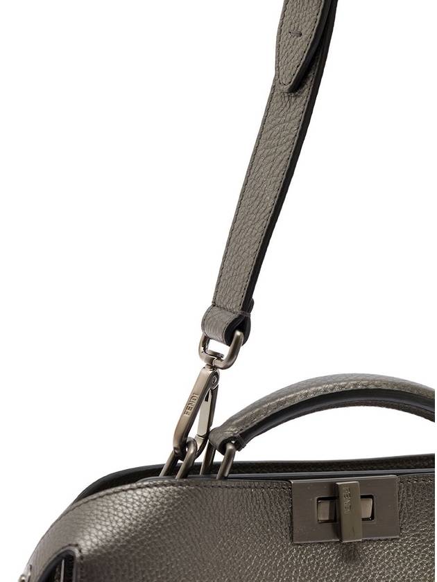 Peekaboo ISeeU Mini Leather Tote Bag Grey - FENDI - BALAAN 6