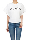 Logo Print Crew Neck Cotton Short Sleeve T-Shirt White - ALAIA - BALAAN 8