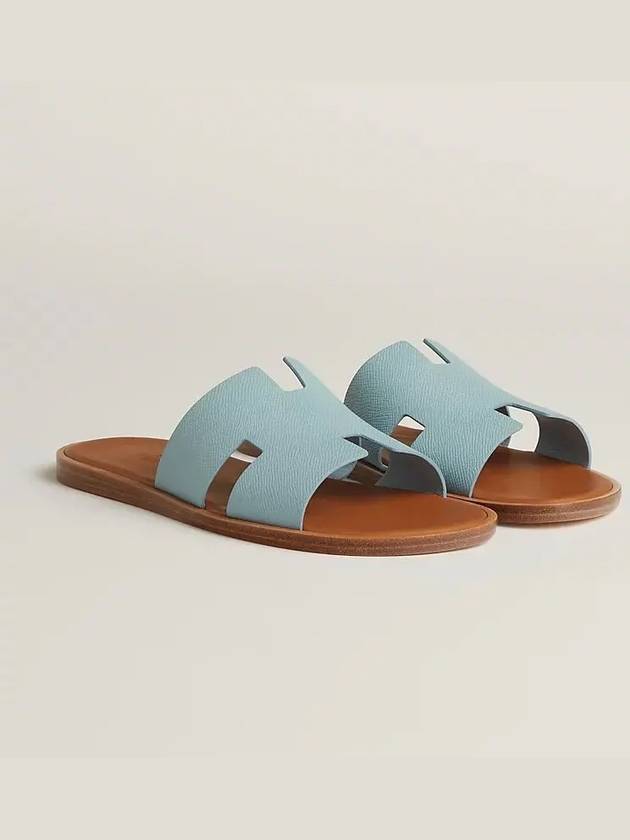 Izmir Leather Sandals Slippers Blue Natural H221824Z - HERMES - BALAAN 1