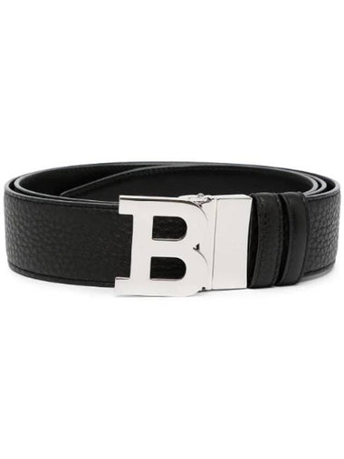 B Buckle 35MM Leather Belt Black - BALLY - BALAAN 1