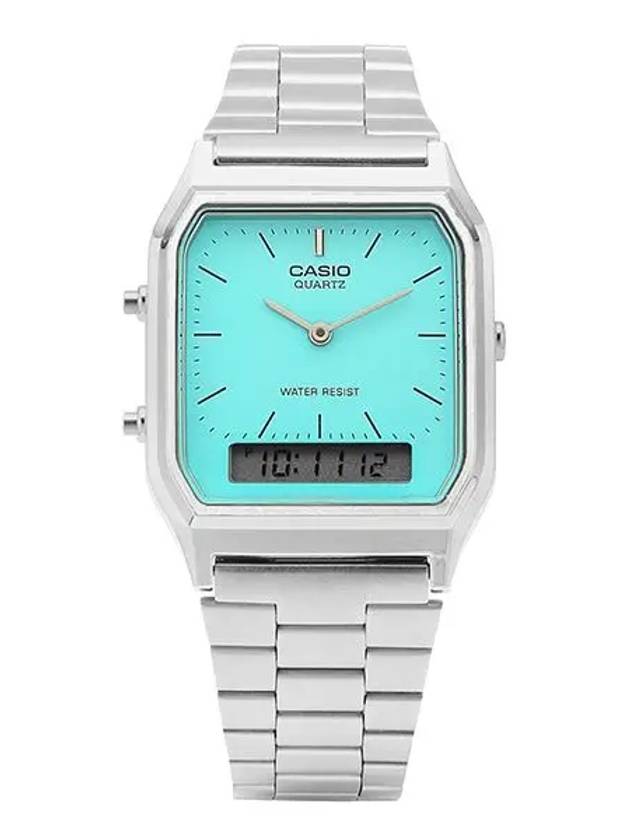 Vintage Square Dual Time Metal Watch Blue - CASIO - BALAAN 5