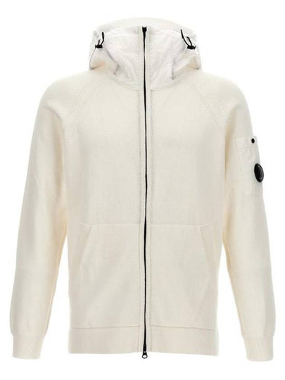 Cotton Mixed Knit Hooded Jacket White - CP COMPANY - BALAAN 2