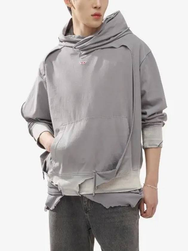 S-Strahoop Distressed Effect Hoodie Grey - DIESEL - BALAAN 2