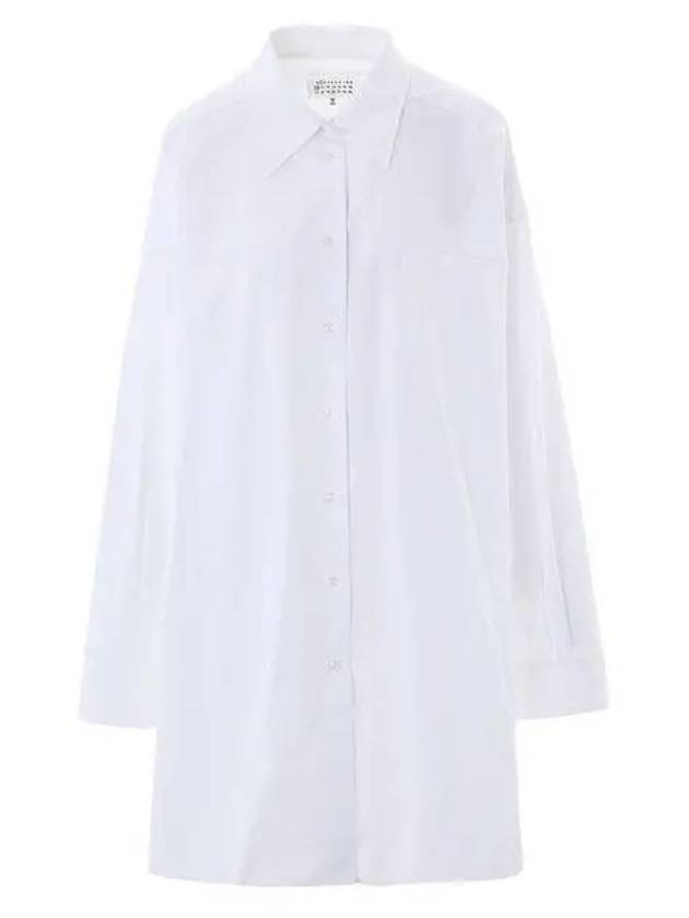 Women's Cotton Poplin Overfit Shirt Short Dress White - MAISON MARGIELA - BALAAN 2