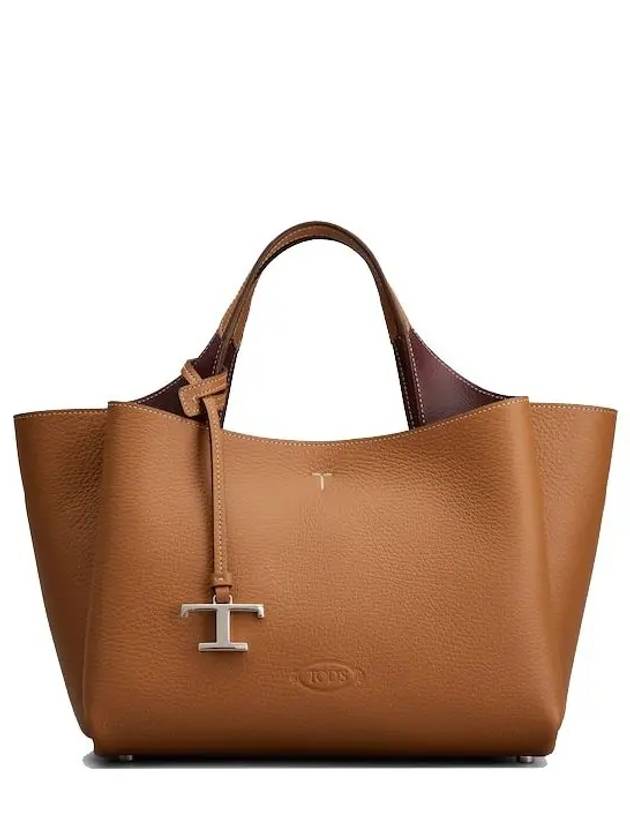 T Timeless Leather Mini Tote Bag Brown - TOD'S - BALAAN 5