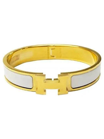 Click Ash Gold Hardware Bangle Bracelet Blanc Women s 271118 - HERMES - BALAAN 1