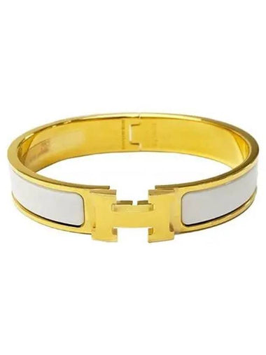 Click Ash Gold Hardware Bangle Bracelet Blanc Women s 271118 - HERMES - BALAAN 1