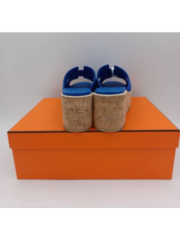 Eze 30 Suede Goatskin Sandals Blue - HERMES - BALAAN 4