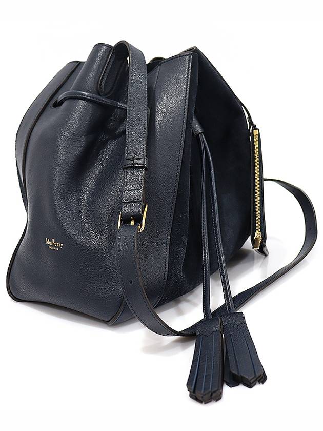 HH5869 Navy Silky Calfskin Suede Trimming Small Millie Bucket Bag Shoulder - MULBERRY - BALAAN 2