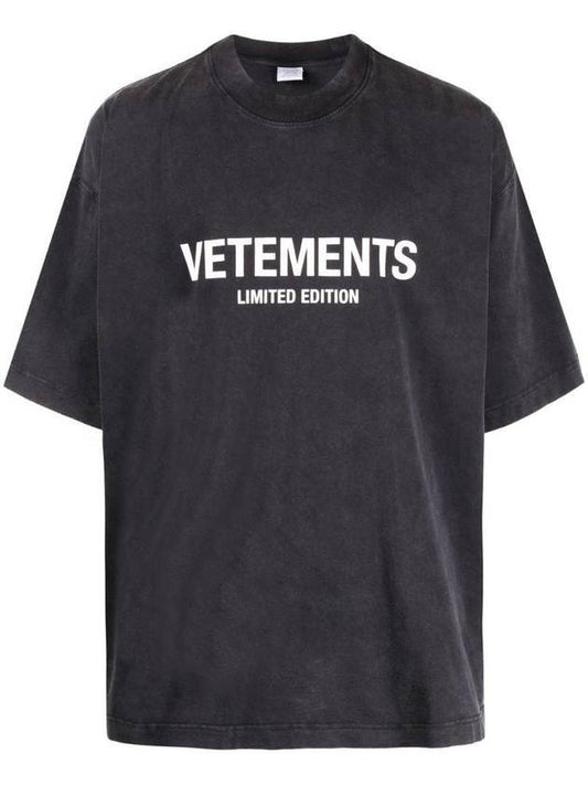 Logo Limited Edition Crew Neck Cotton Short Sleeve T-Shirt Black - VETEMENTS - BALAAN 1