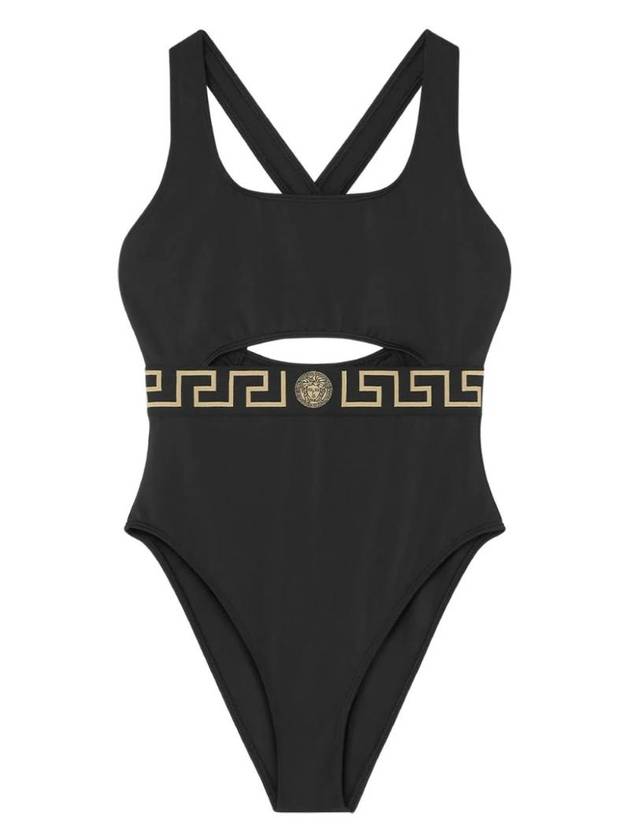 Greca Border Cut Out One Piece Swimsuit Black - VERSACE - BALAAN 1