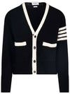 4S Wool Cardigan Black - THOM BROWNE - BALAAN 2