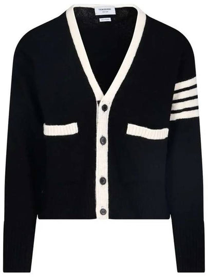 4S Wool Cardigan Black - THOM BROWNE - BALAAN 2