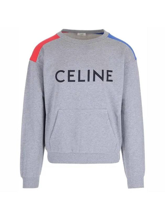 Logo Print Cotton Fleece Loose Sweatshirt Grey - CELINE - BALAAN 1