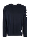 4-Bar Striped Cotton Long Sleeve T-Shirt Navy - THOM BROWNE - BALAAN 3