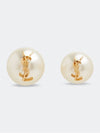 Cassandre Pearl Earrings in Metal Gold And Cream - SAINT LAURENT - BALAAN 2