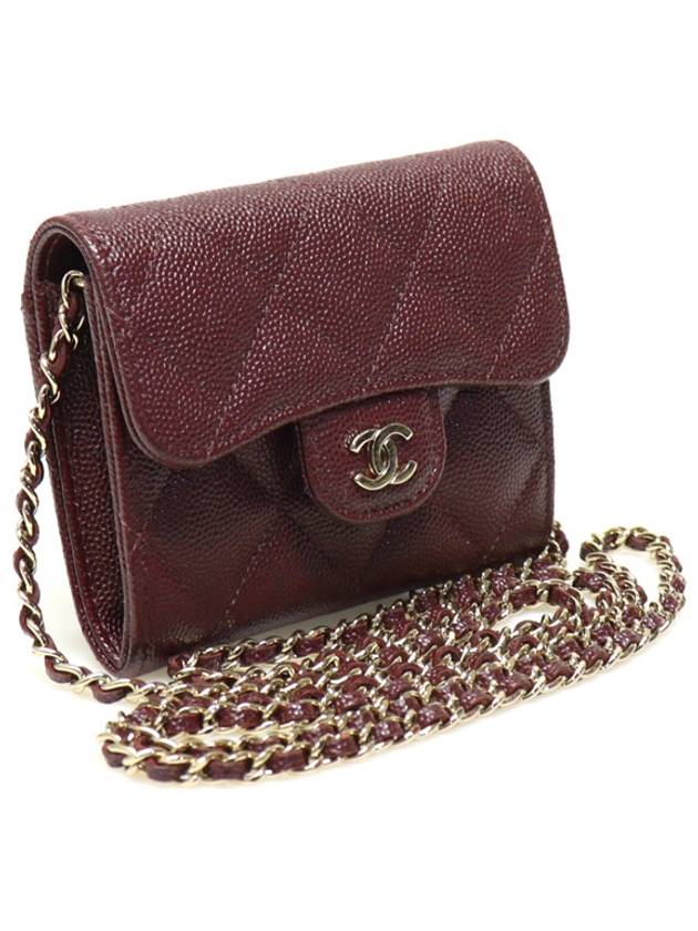 AP0238 Burgundy caviar gold CC logo classic clutch with chain card wallet cross bag 31st - CHANEL - BALAAN 3