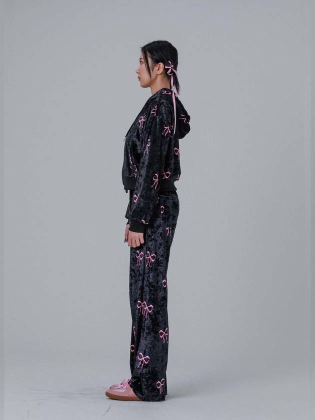 Ribbon Velvet Track Pants Black - DILETTANTISME - BALAAN 4