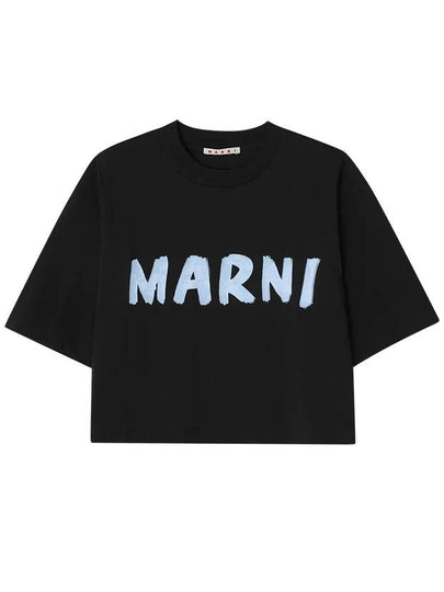 Logo Print Cropped Short Sleeve T-Shirt Black - MARNI - BALAAN 2