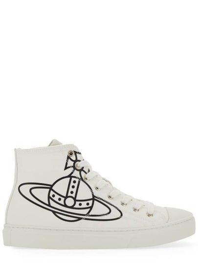 Logo Canvas High-Top Sneakers White - VIVIENNE WESTWOOD - BALAAN 2