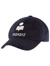 Tyron Embroidered Logo Corduroy Ball Cap Faded Night - ISABEL MARANT - BALAAN 3