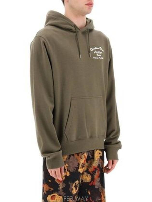 Atelier Logo Cotton Fleece Hoodie Khaki - DIOR - BALAAN 4