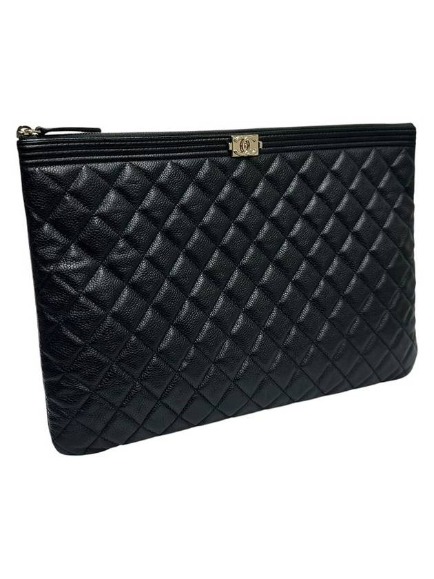 A84407 Cavier Skin Boy Vintage Gold Plated Large Clutch - CHANEL - BALAAN 2