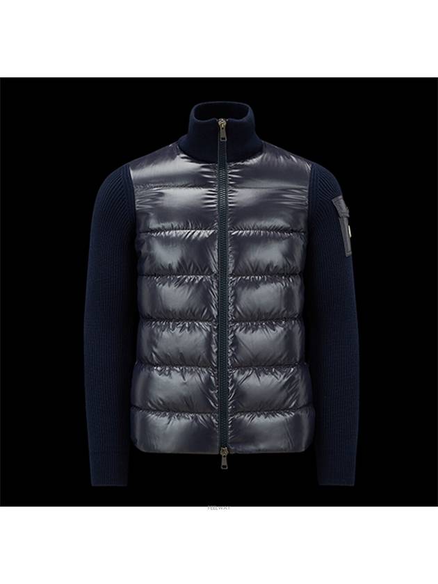 Merino Wool Padded Cardigan Black - MONCLER - BALAAN 3