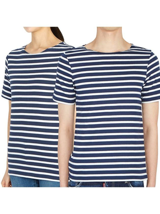 Levant Modern Striped Short Sleeve T-Shirt Navy Neige - SAINT JAMES - BALAAN 2