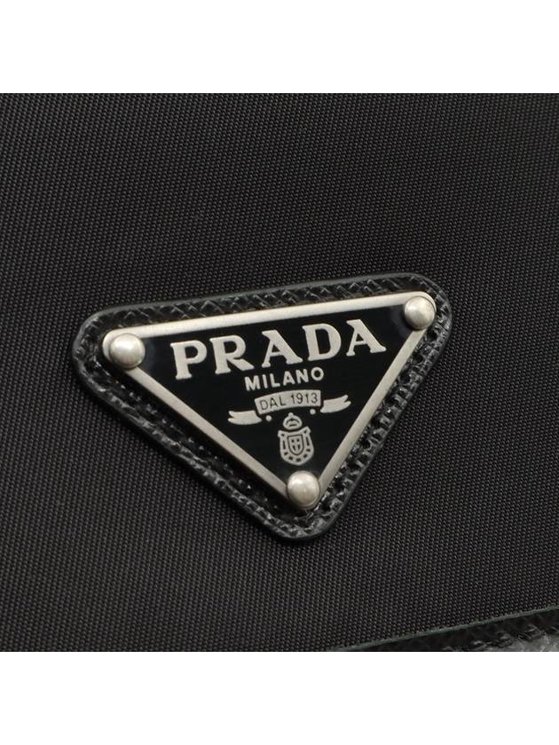 Black Re Nylon Pocono Silver Triangle Logo Cell Phone Pouch Cross Bag 2ZH109 - PRADA - BALAAN 7