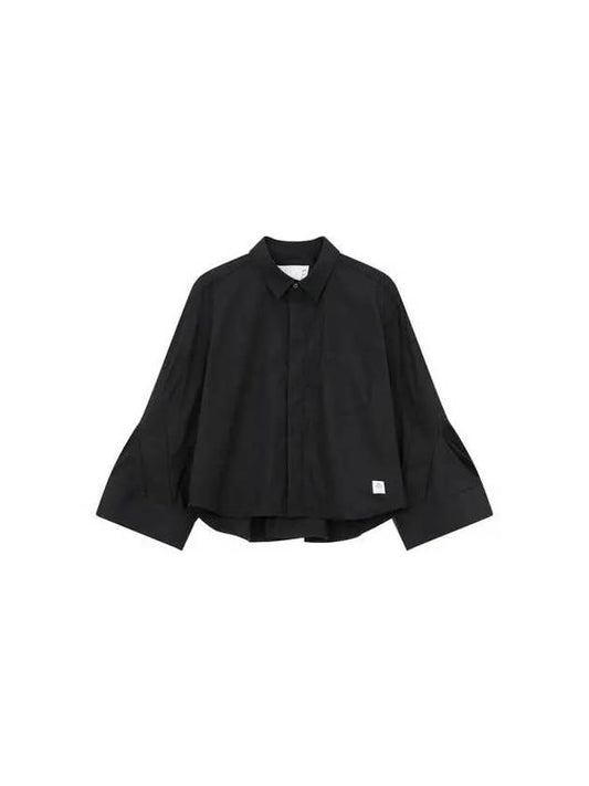 Women s Cotton Poplin Bell Sleeve Shirt Black - SACAI - BALAAN 1