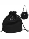 Logo Plaque Drawstring Bucket Bag Black - VIVIENNE WESTWOOD - BALAAN 2