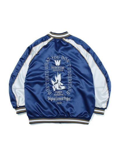 Symbol Satin Sukajan Set Up Bomber Jacket Blue - OGARP - BALAAN 2