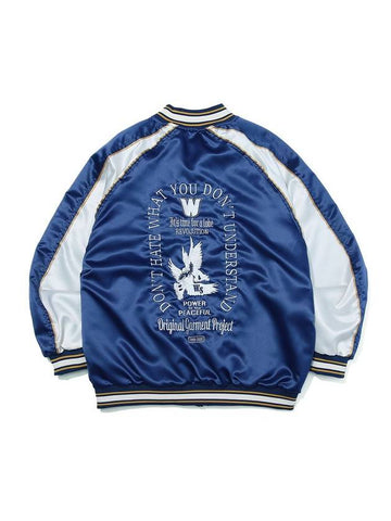 Symbol Satin Sukajan Set Up Bomber Jacket Blue - OGARP - BALAAN 1