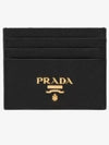 Metal Logo Saffiano Card Wallet Black - PRADA - BALAAN 2