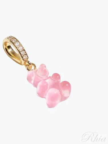 Nostalgia Bear Bubblegum Pave Connector Gold Pendant Charm - CRYSTAL HAZE - BALAAN 1