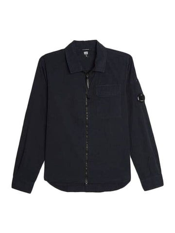 Gabardine Zipped Long Sleeve Shirt Navy - CP COMPANY - BALAAN 1