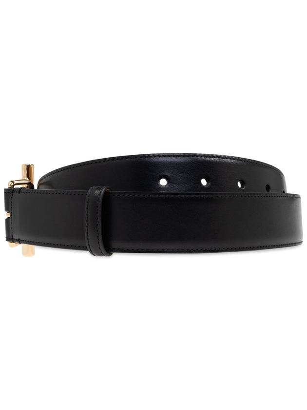 Engraved Sling Logo Leather Belt Black - ALEXANDER MCQUEEN - BALAAN 4