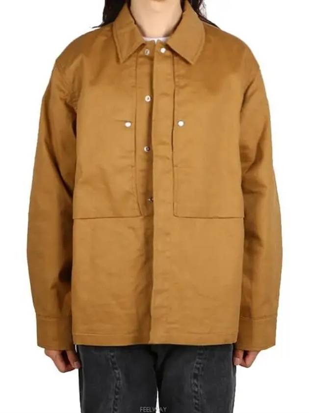 Button Cotton Denim Jacket Dark Beige - JIL SANDER - BALAAN 2