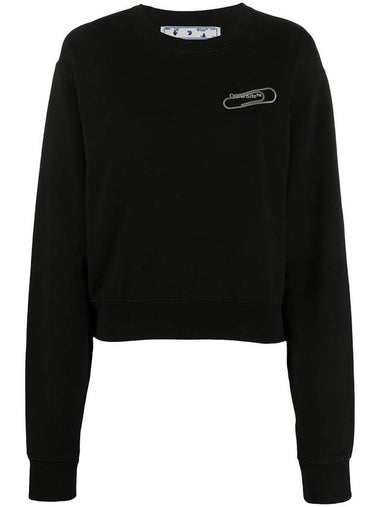 Women's Clip Crop Sweatshirt Black - OFF WHITE - BALAAN 1