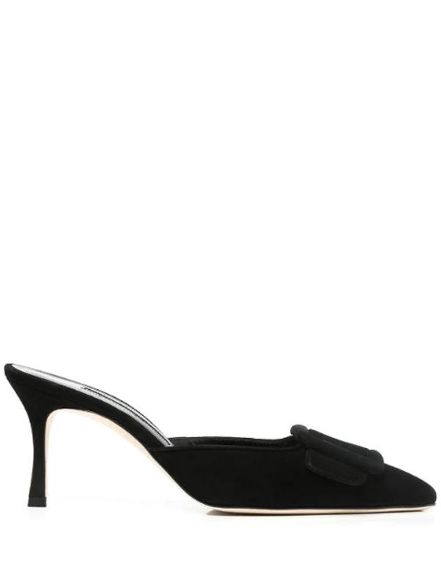 Maysale Buckled Suede Heels Mules Black - MANOLO BLAHNIK - BALAAN 1