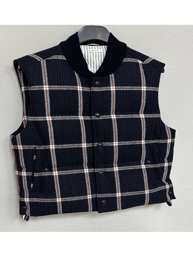 Wool Tweed Prince of Wales Down Vest - THOM BROWNE - BALAAN 2