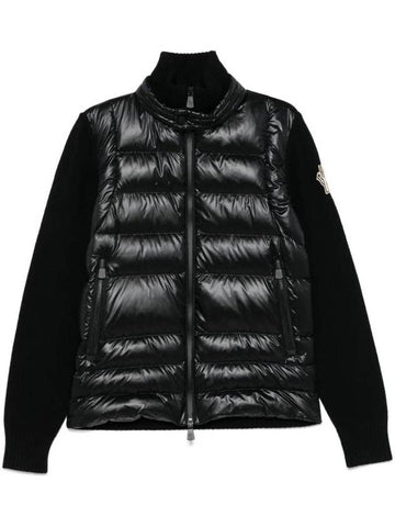 Padded Wool Zip Up Cardigan Black - MONCLER - BALAAN 1