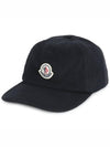 Fleece Logo Patch Cotton Baseball Ball Cap Navy - MONCLER - BALAAN 3