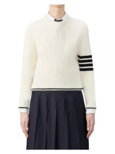 4 Bar Stripe Cable Knit Top White - THOM BROWNE - BALAAN 2