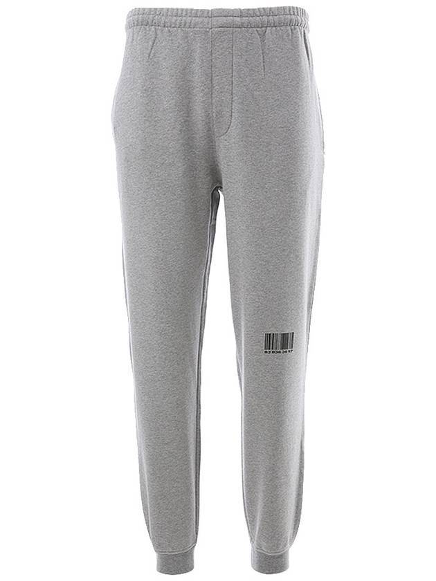 Barcode Cotton Jogger Track Pants Grey Melange - VETEMENTS - BALAAN 1