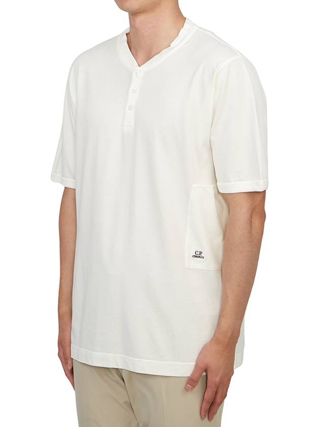 Tacting Piquet Buttoned Short Sleeve T-Shirt White - CP COMPANY - BALAAN 3