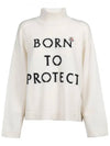 Women's Born to Protect Lettering Turtleneck White - MONCLER - BALAAN 1